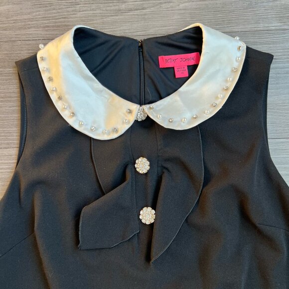 NWT Betsey Johnson Sleeveless Peter Pan Collar Mini Shift Dress Twee Size 10 - Picture 4 of 6